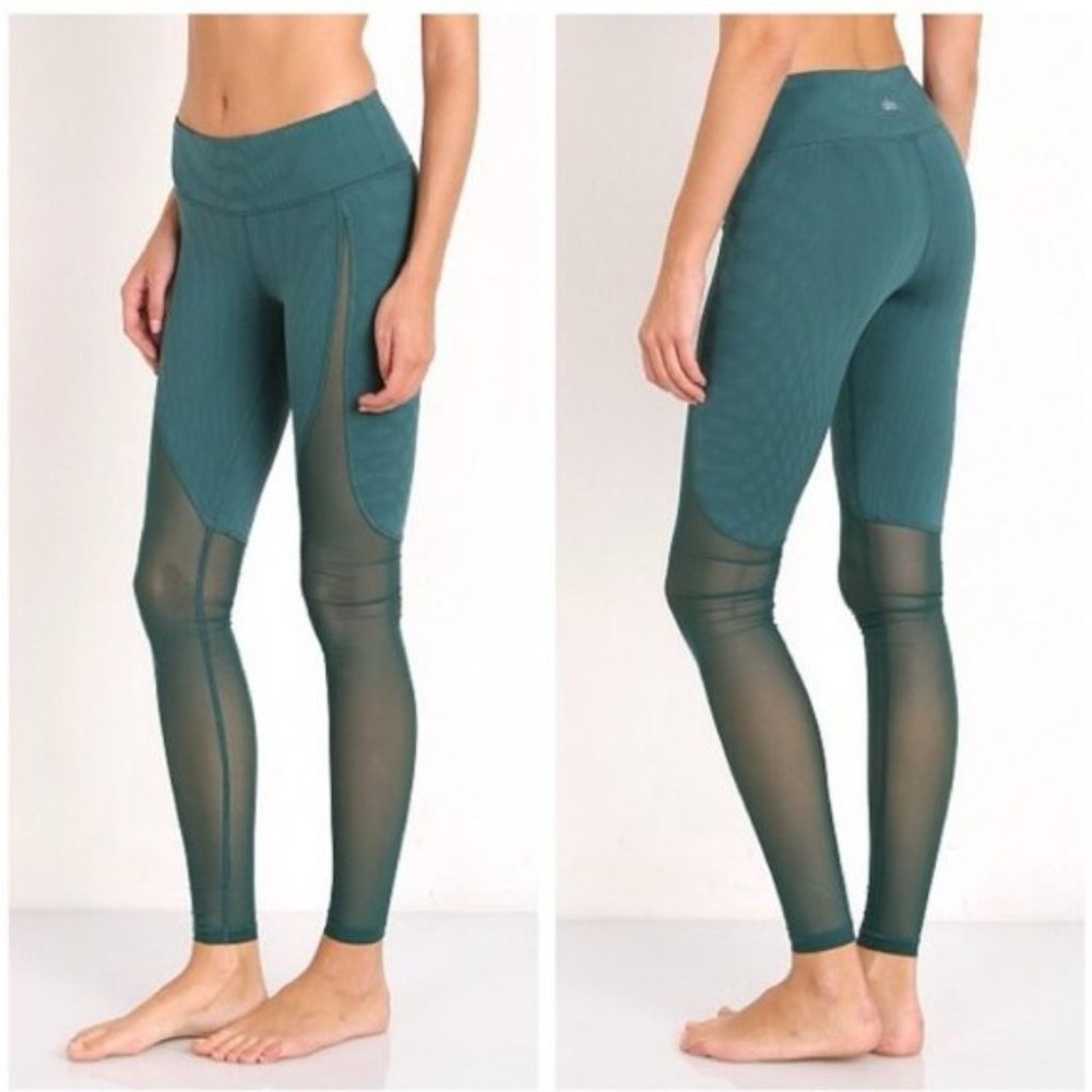 Alo Yoga green Mesh Motion Mid-rise Leggings